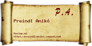 Preindl Anikó névjegykártya